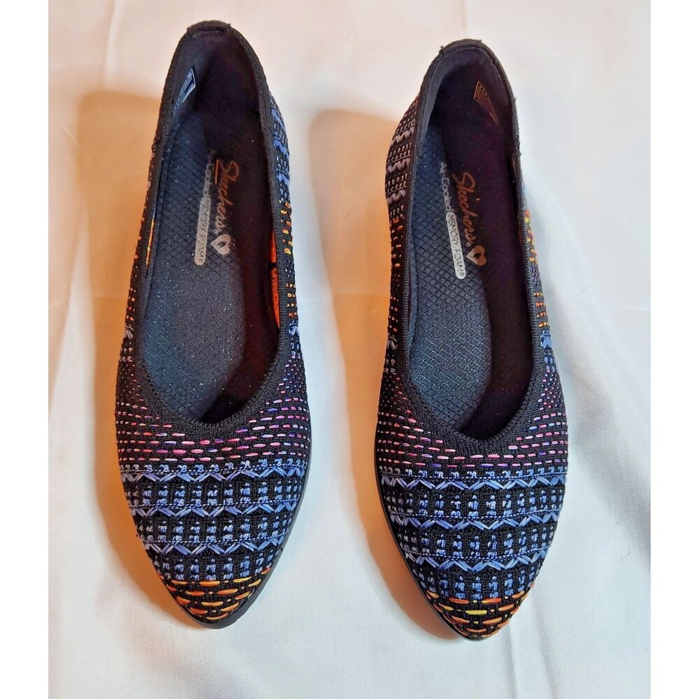 Skechers Cleo Sawdust Quiet Wonder Flats Women’s 7 Black Multi 159139 BKMT